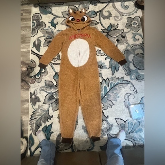 Rudolph The Red Nosed Reindeer Unisex Adult Fleece Pajama -Sz large - Picture 1 of 10